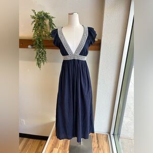 NWT J. Crew Embroidered Ruffle Maxi Dress